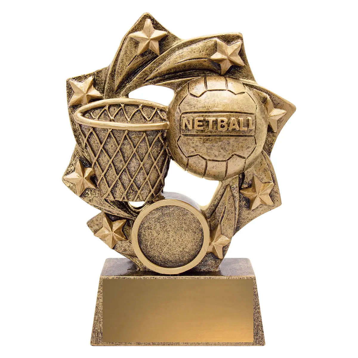 33137a-gold Gold netball tracer with resin construction