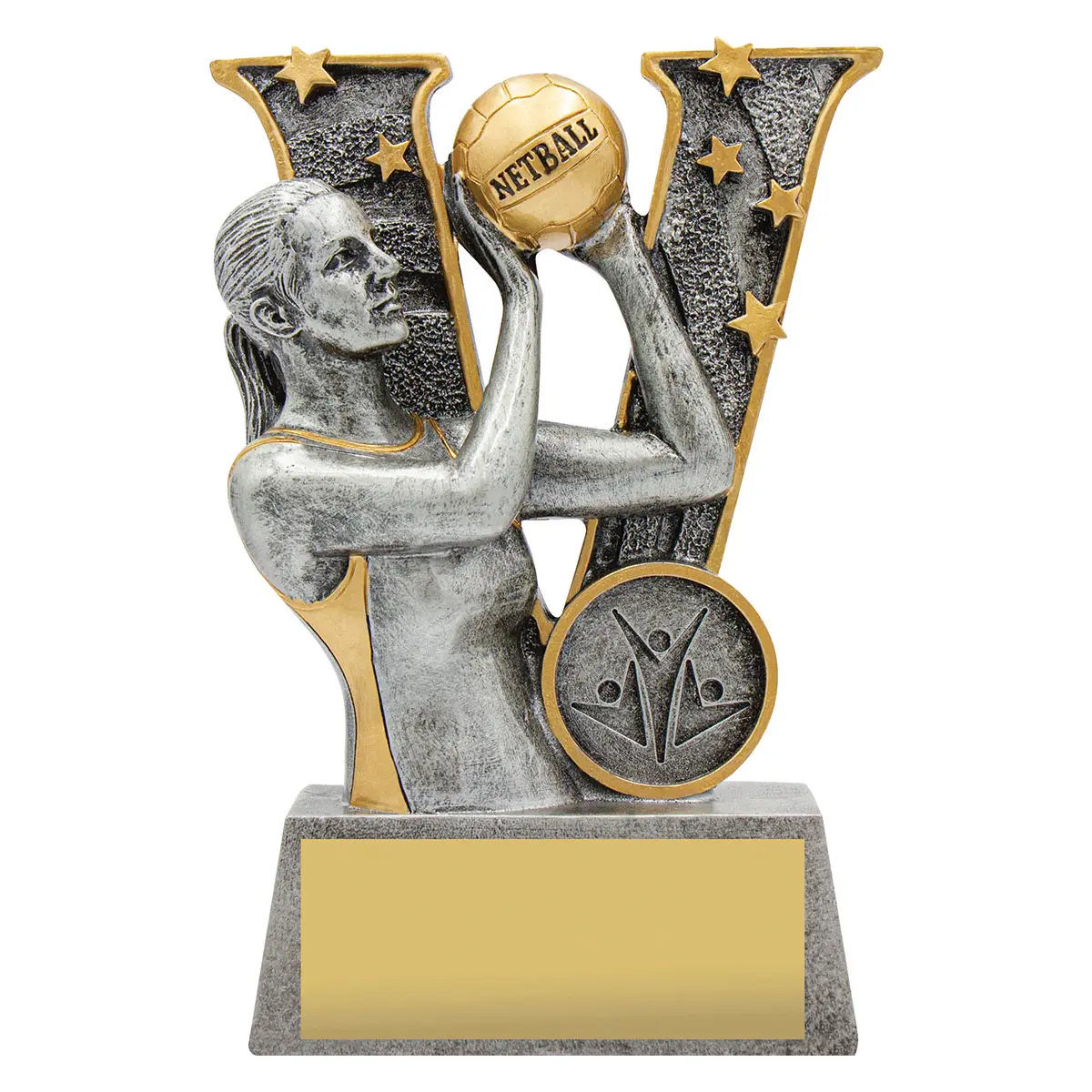 21491aa-silver Silver netball v- series with resin construction