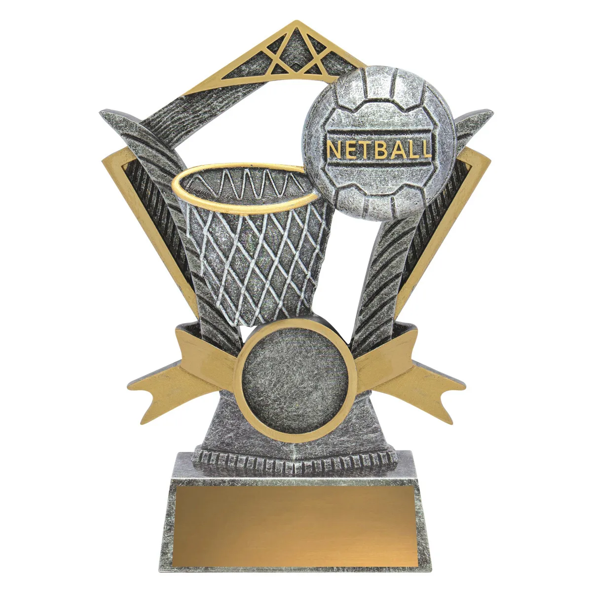 a3037a-silver Silver netball valour with resin construction