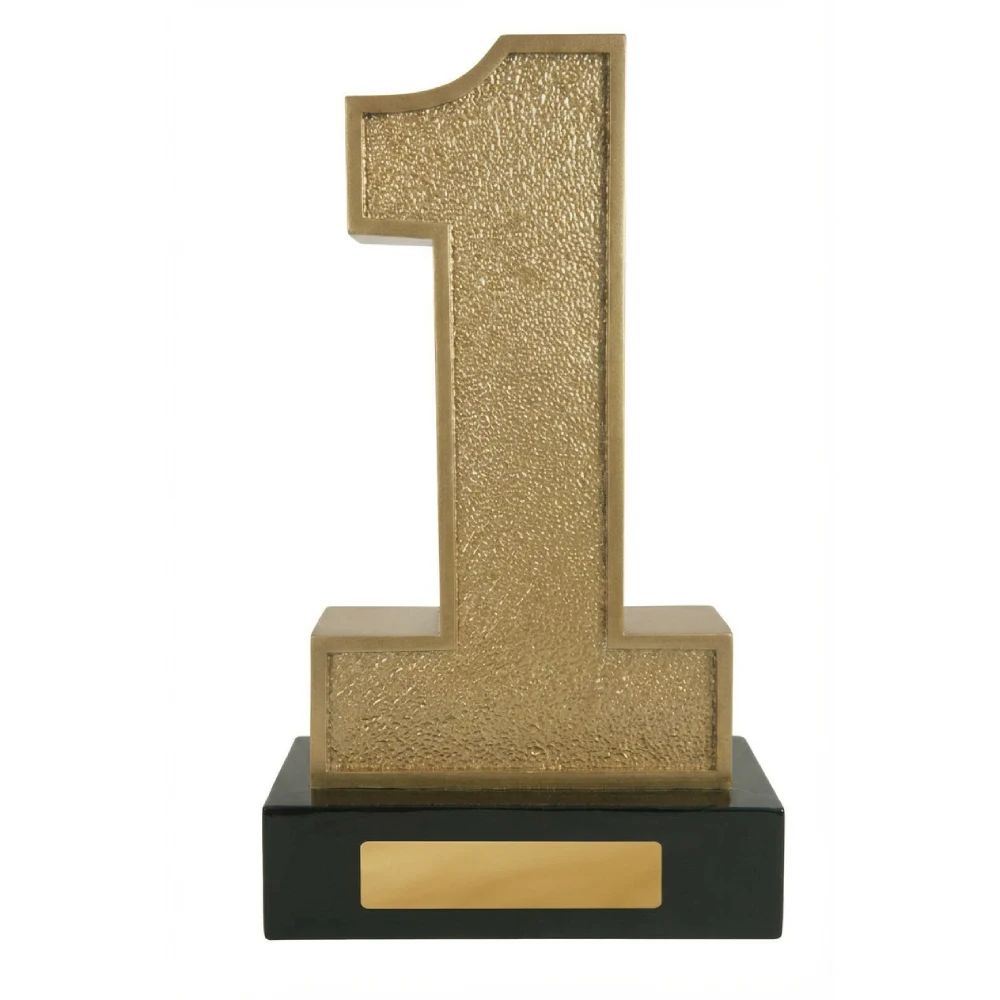 number 1 trophy Gold achievement position - no 1, 2, 3 with resin construction