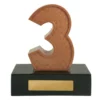 number 3 trophy Bronze achievement position - no 1, 2, 3 with resin construction