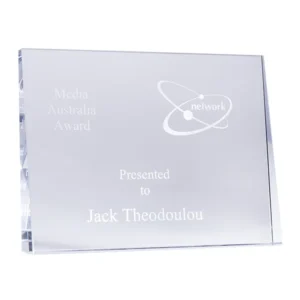 Clear optical crystal - wedge landscape with crystal construction
