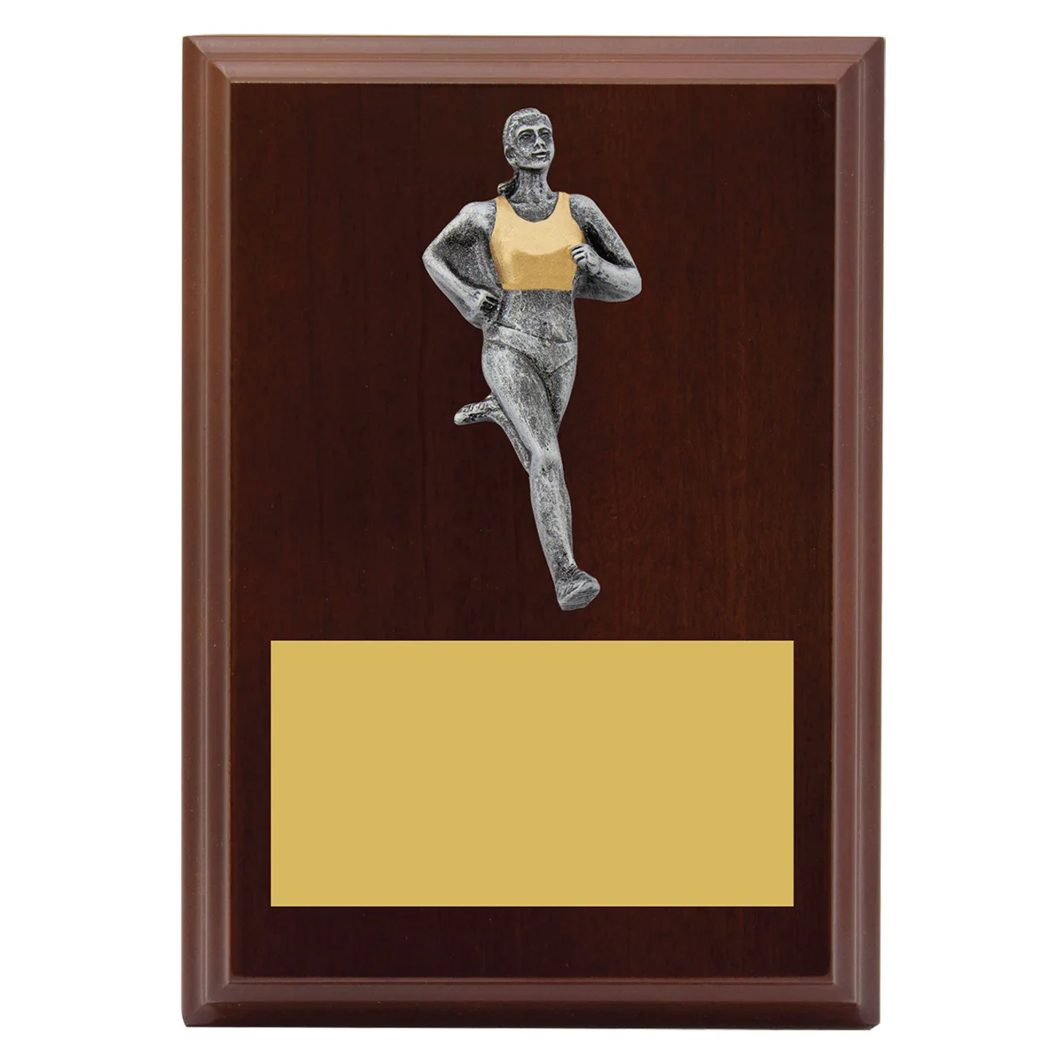 Walnut peak plaque - female with timber construction