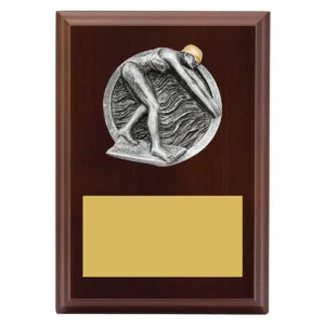 Walnut peak plaque - female swim with timber construction