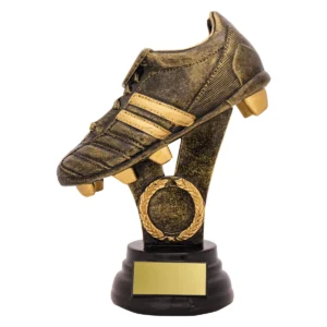 Gold pedestal boot 3d with resin construction