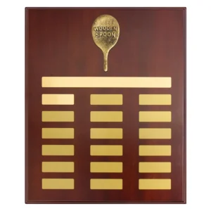 Gold perpetual plaque - wooden spoon with timber construction