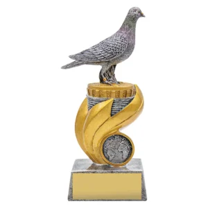 Silver pigeon flame with resin construction