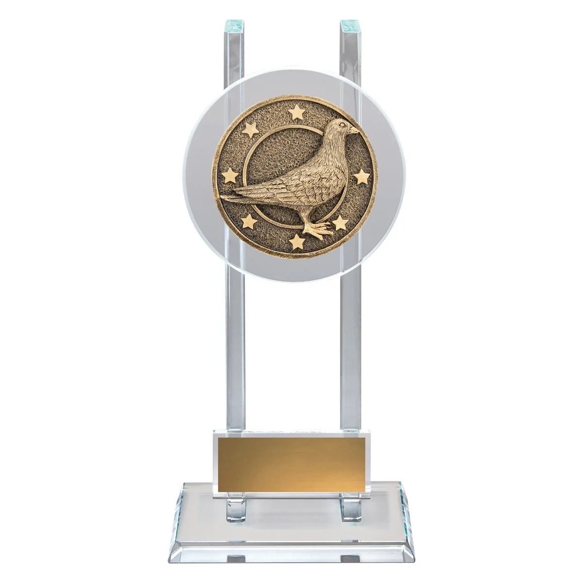 sg255a-gold Gold pigeon spartan glass with glass construction