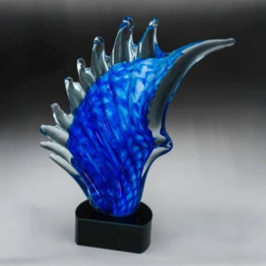 Blue artistic glass-pisces with glass construction