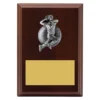 Walnut plaque - female bowling with timber construction
