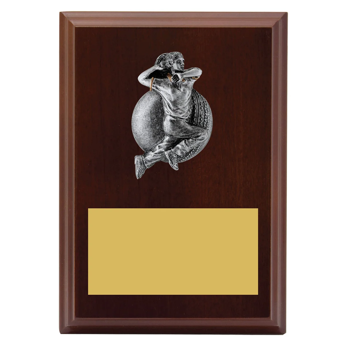 Walnut plaque - female bowling with timber construction
