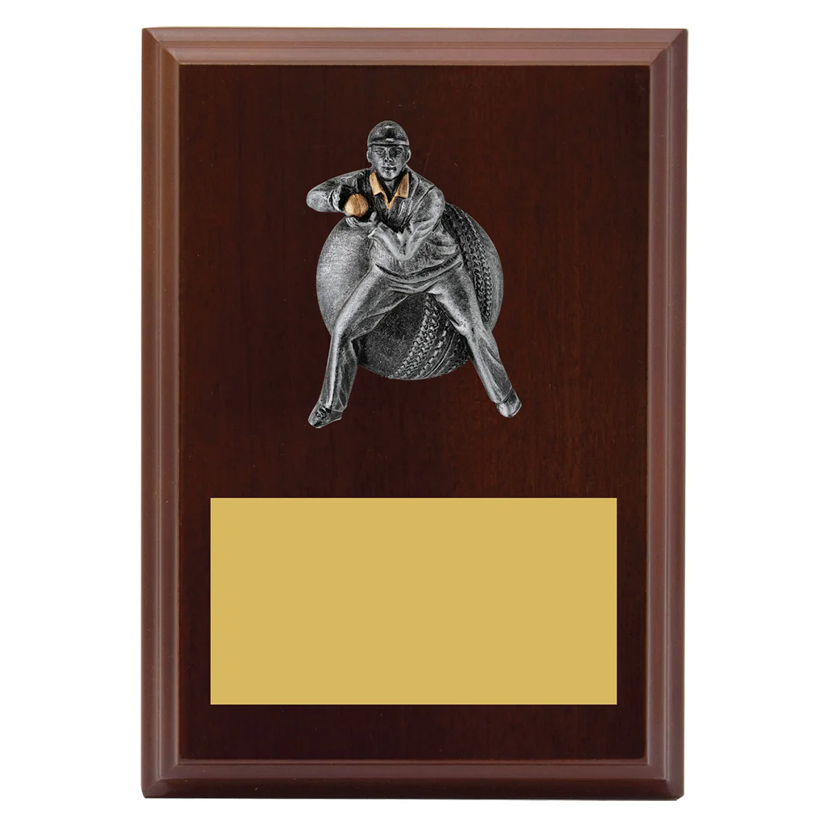 lpf491a-walnut Walnut plaque - male fielding with timber construction