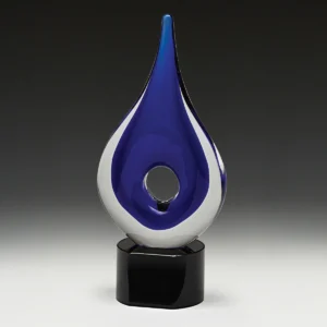 Blue plume with glass construction