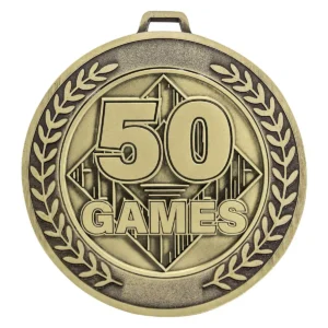 Gold prestige medal 50 games with metal construction