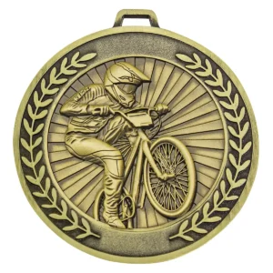 Gold prestige medal bmx with metal construction