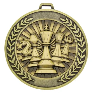 Gold prestige medal chess with metal construction