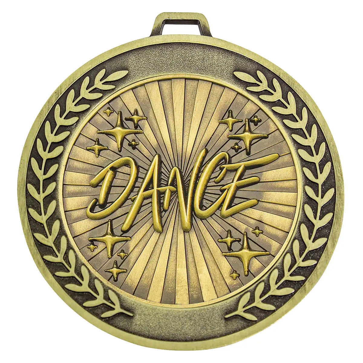 mmj595g-gold Gold prestige medal dance with metal construction