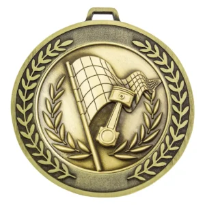 Gold prestige medal motorsport with metal construction