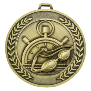 Gold prestige medal swim with metal construction
