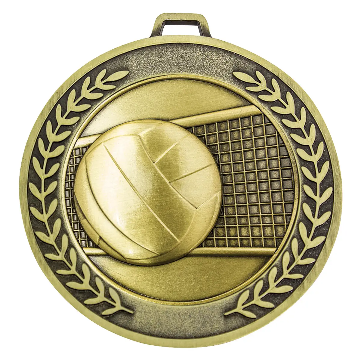 mmj527g-gold Gold prestige medal volleyball with metal construction