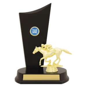 Gold racing timber crest with plastic / timber construction