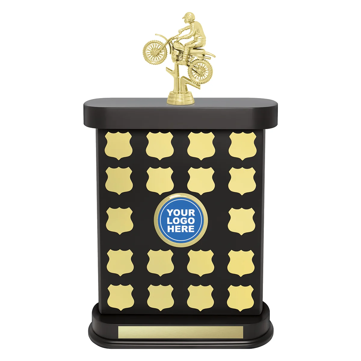 perp29-black Black rampart perpetual trophy with plastic / timber construction