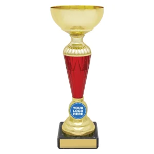 Red red spire cup with plastic / metal / marble construction