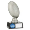 rl507a-silver Silver rugby 3d ball with plastic construction