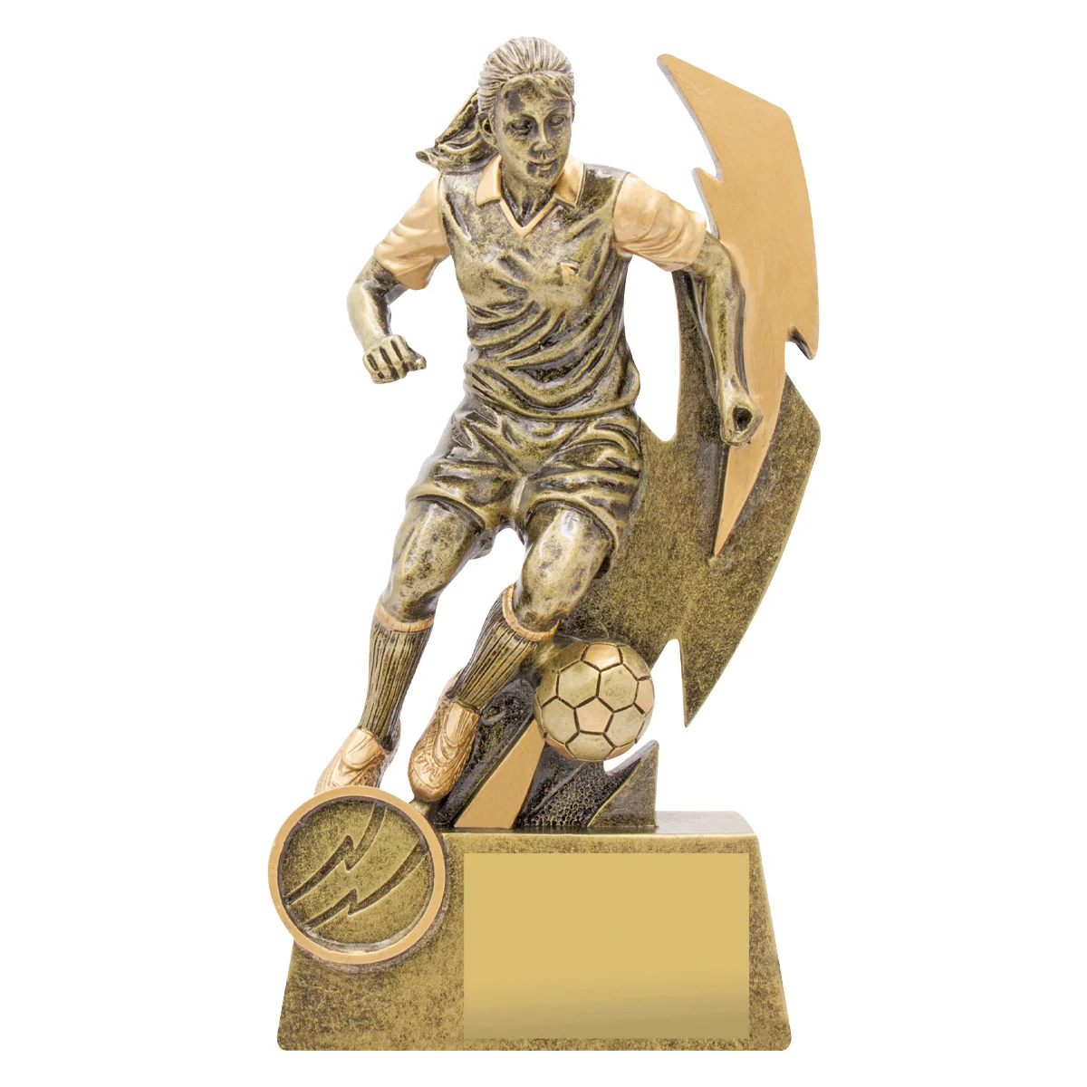 11681b-gold Gold shazam female with resin construction