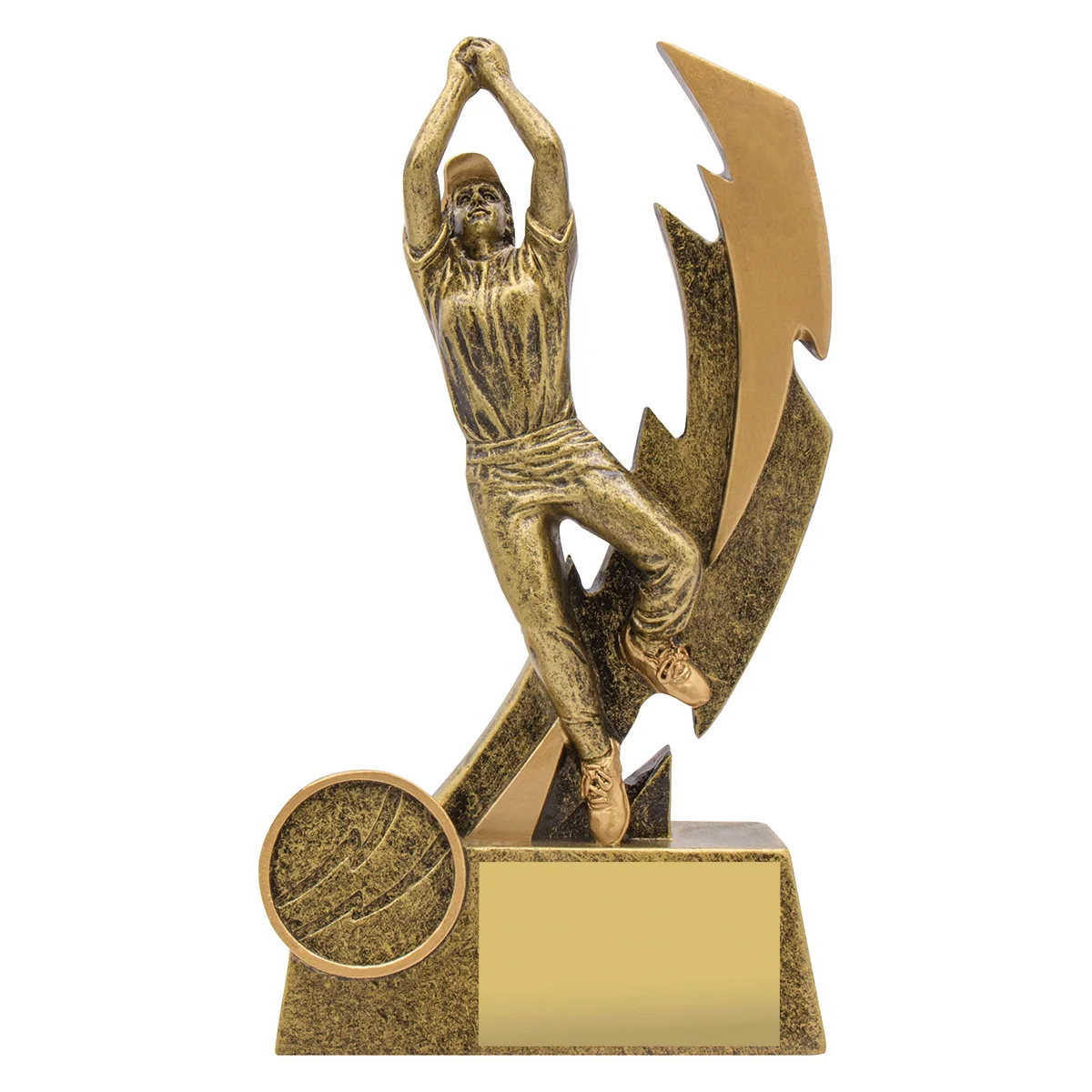 11609a-gold Gold shazam fielding - female with resin construction