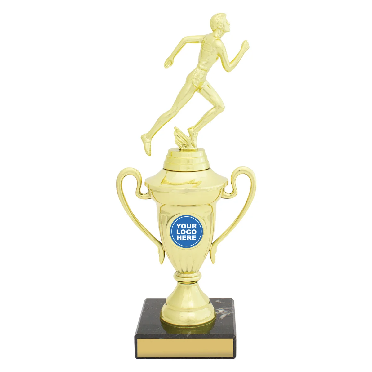 s5430-gold Gold signal cup with figure with plastic / marble construction