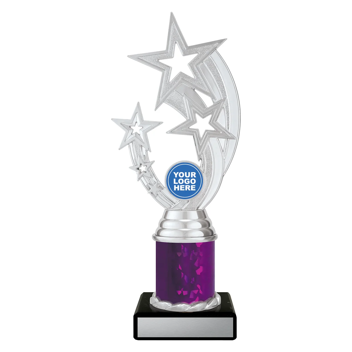 d5197b-purple Purple silver flying star with plastic / marble construction