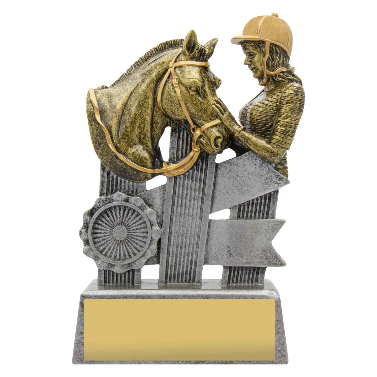 a1809a-silver Silver silver horse ribbon with resin construction