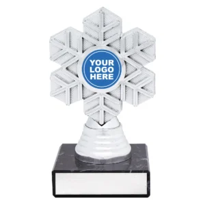 Silver snowfall trophy with plastic / marble construction