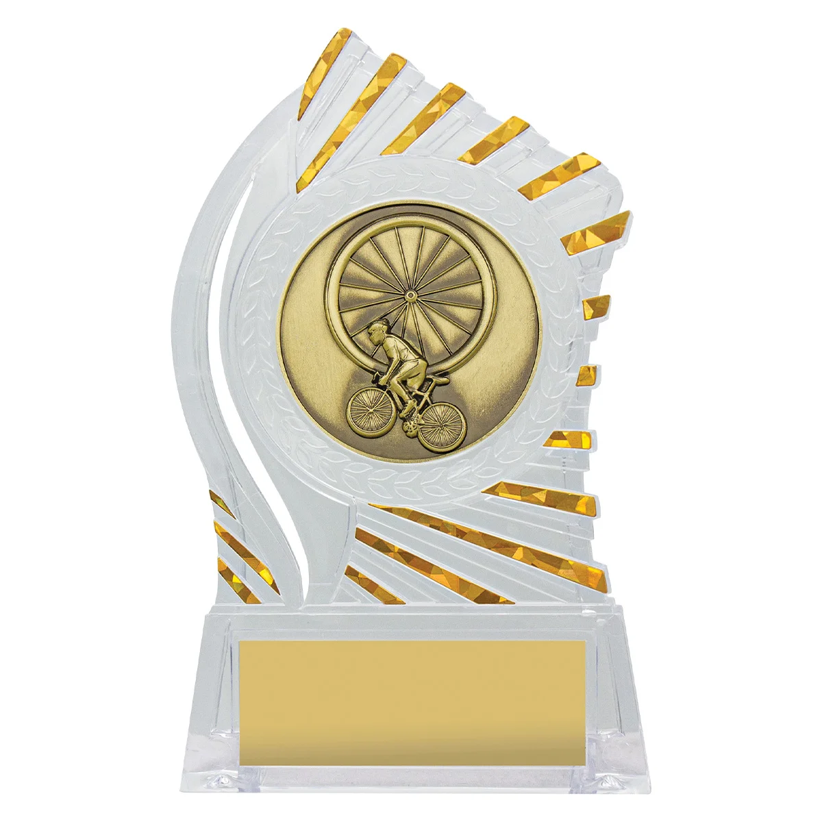 Clear with gold solar cycling with acrylic construction