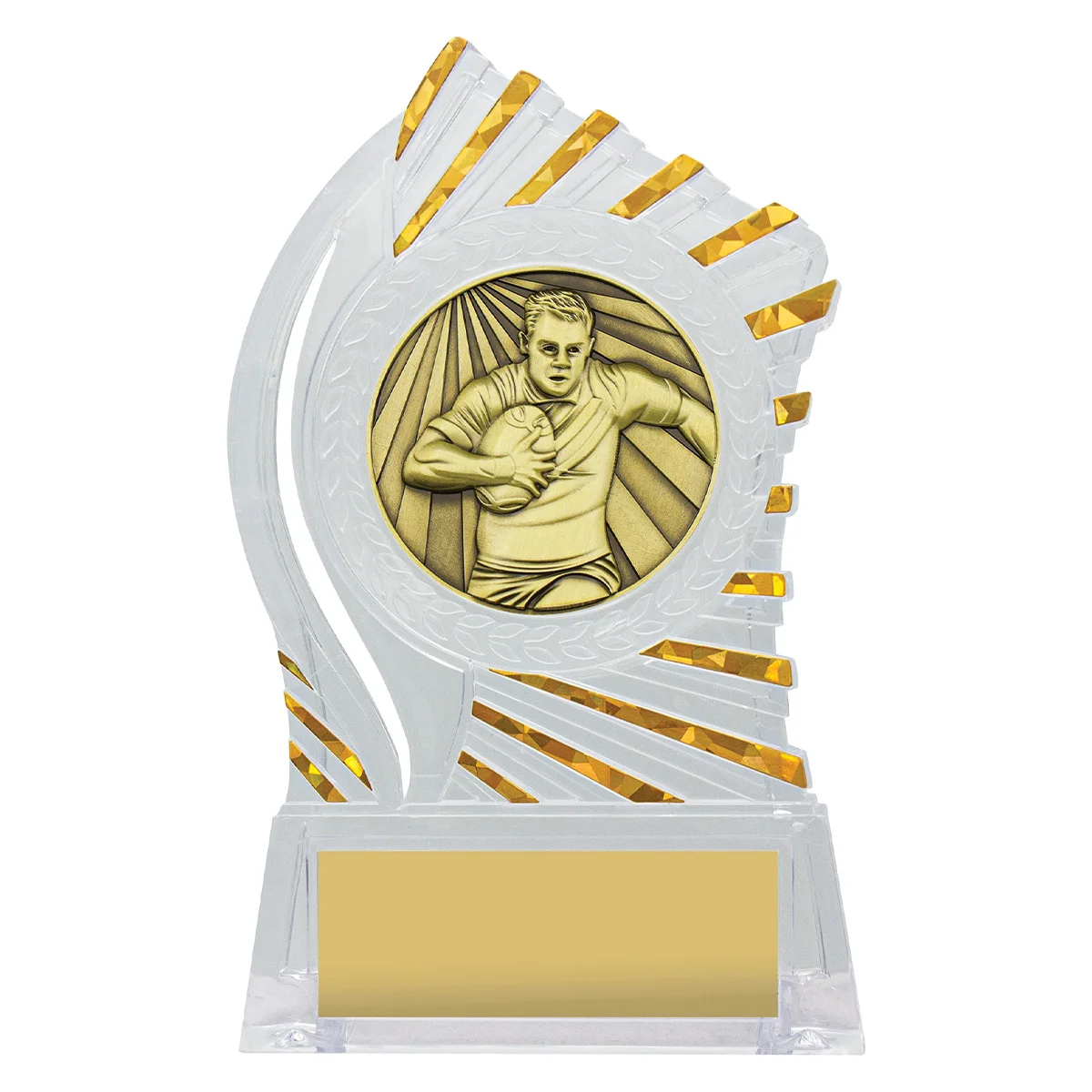 rh315-clear-with-gold Clear with gold solar male rugby with acrylic construction