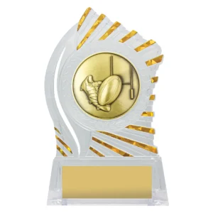Clear with gold solar rugby league / union with acrylic construction