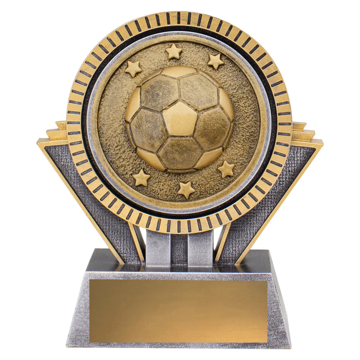 sr104a-silver-and-gold Silver & gold spartan - football with resin construction