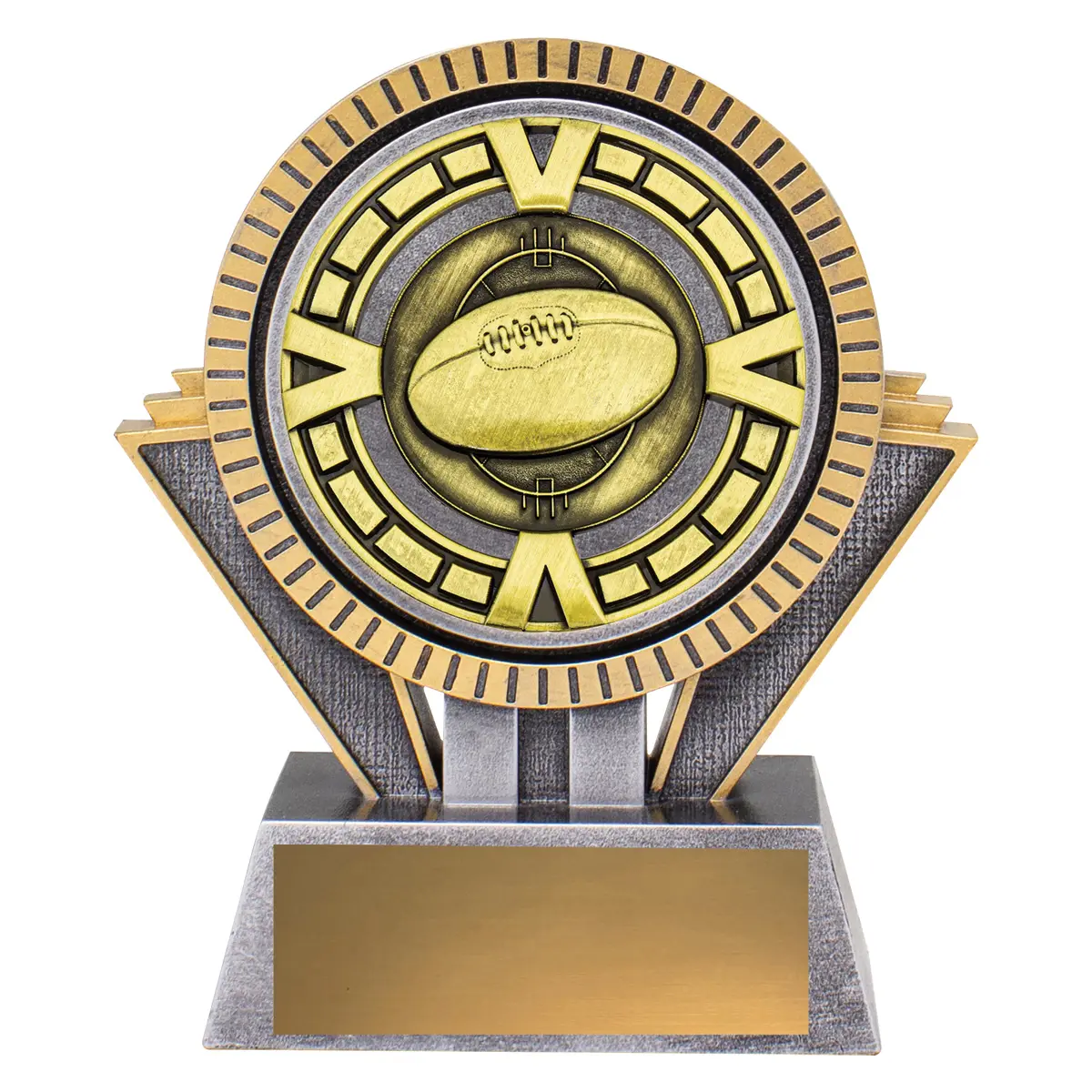 -gold Silver / gold spartan varsity - footy with resin / metal construction