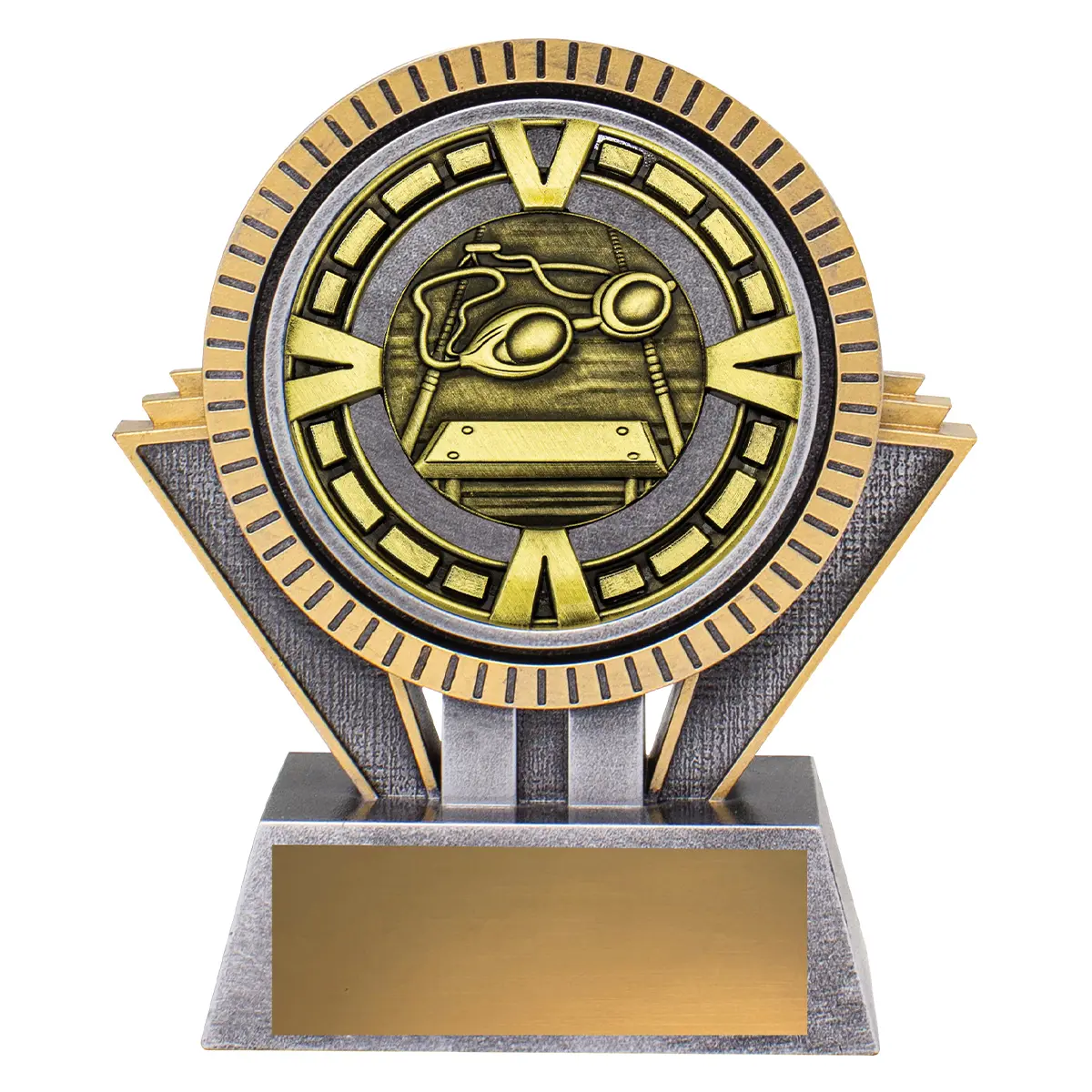 Silver / gold spartan varsity - swim with resin / metal construction