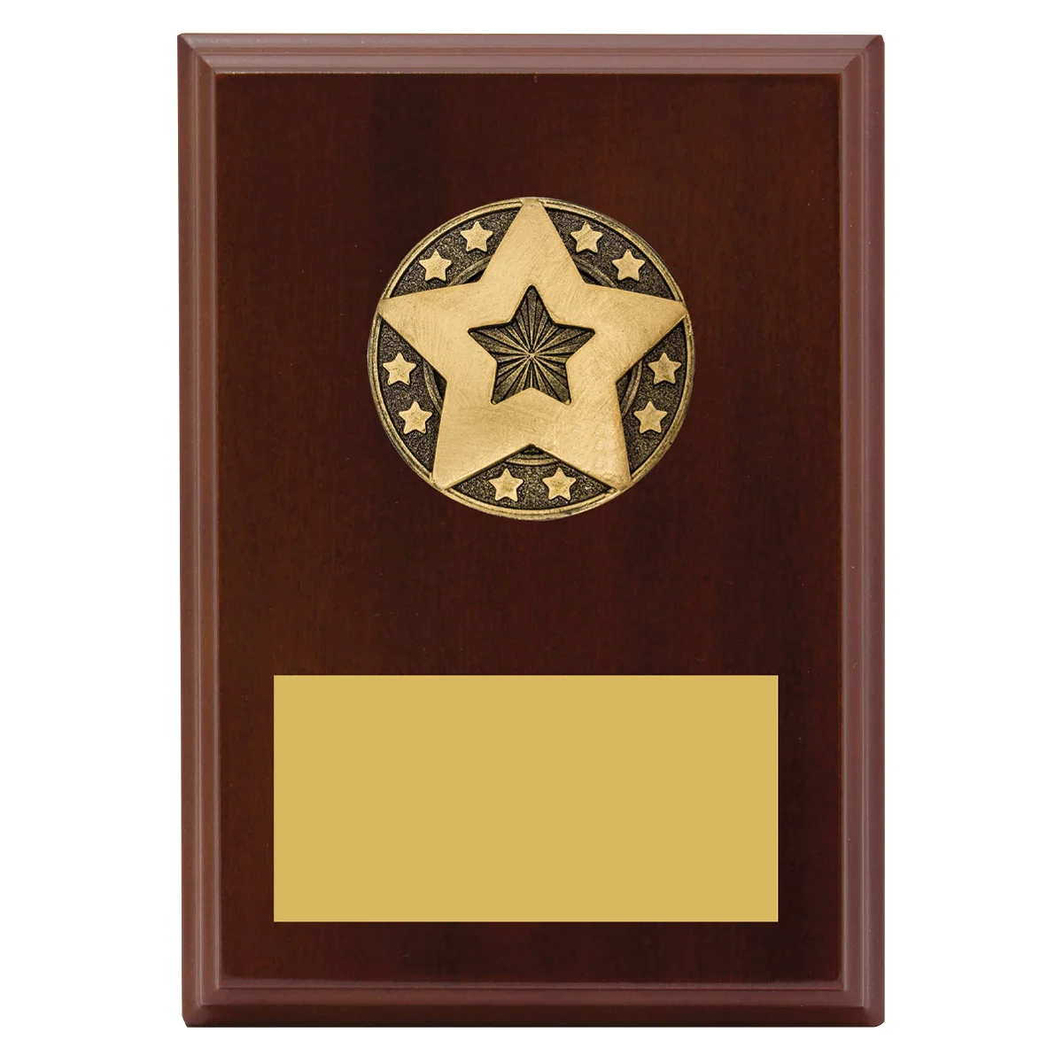 lpf505-walnut Walnut star award plaque with timber construction