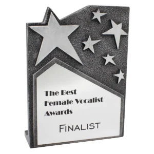 Silver star cross silver plaque with resin construction