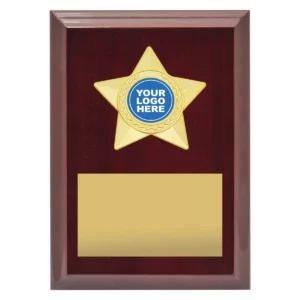 Rosewood star plaque - gold with timber construction