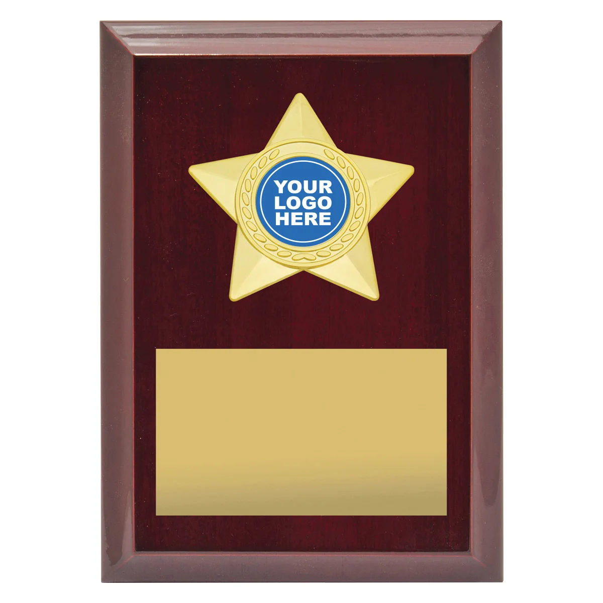 pl07a-rosewood Rosewood star plaque - gold with timber construction