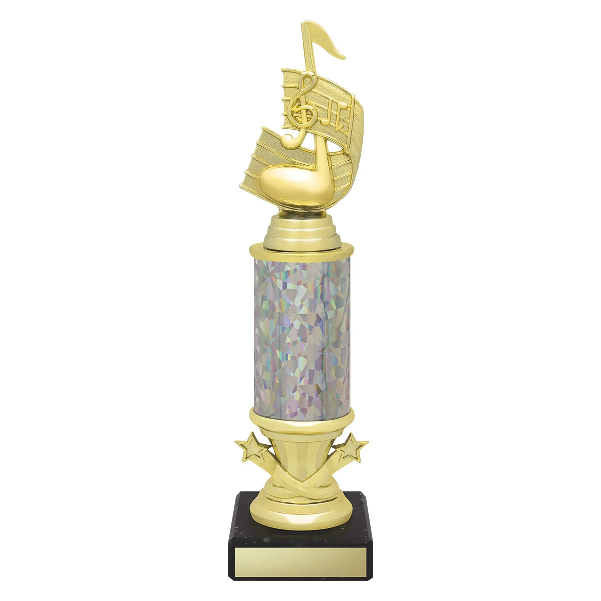 Gold / silver star riser - music with plastic / marble construction