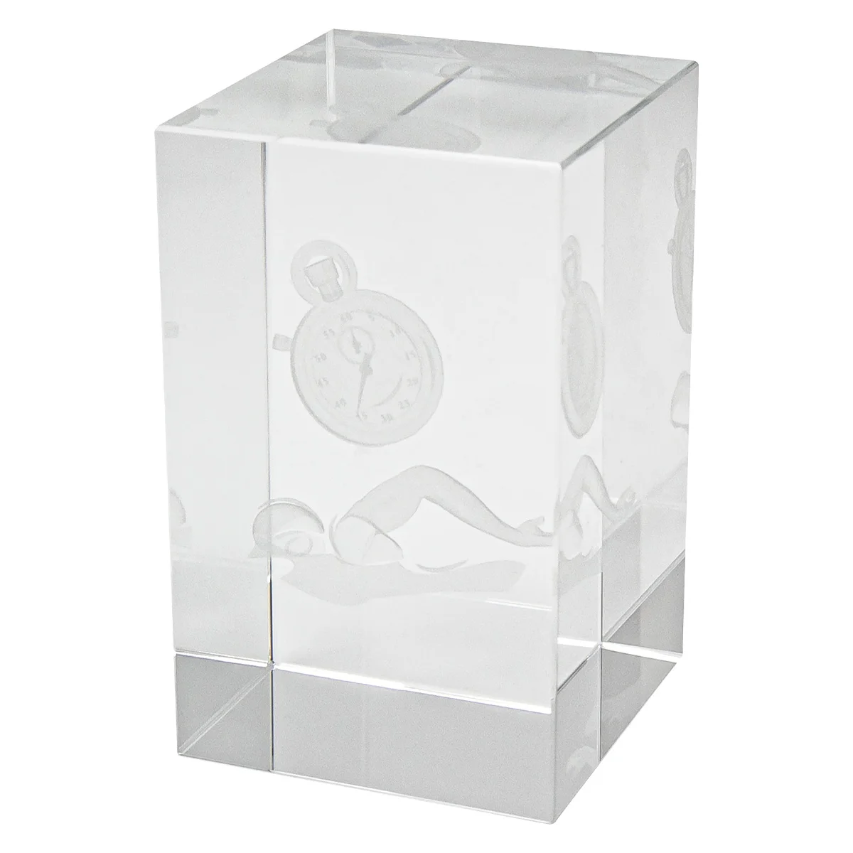 cb820 Swim crystal block award with crystal construction