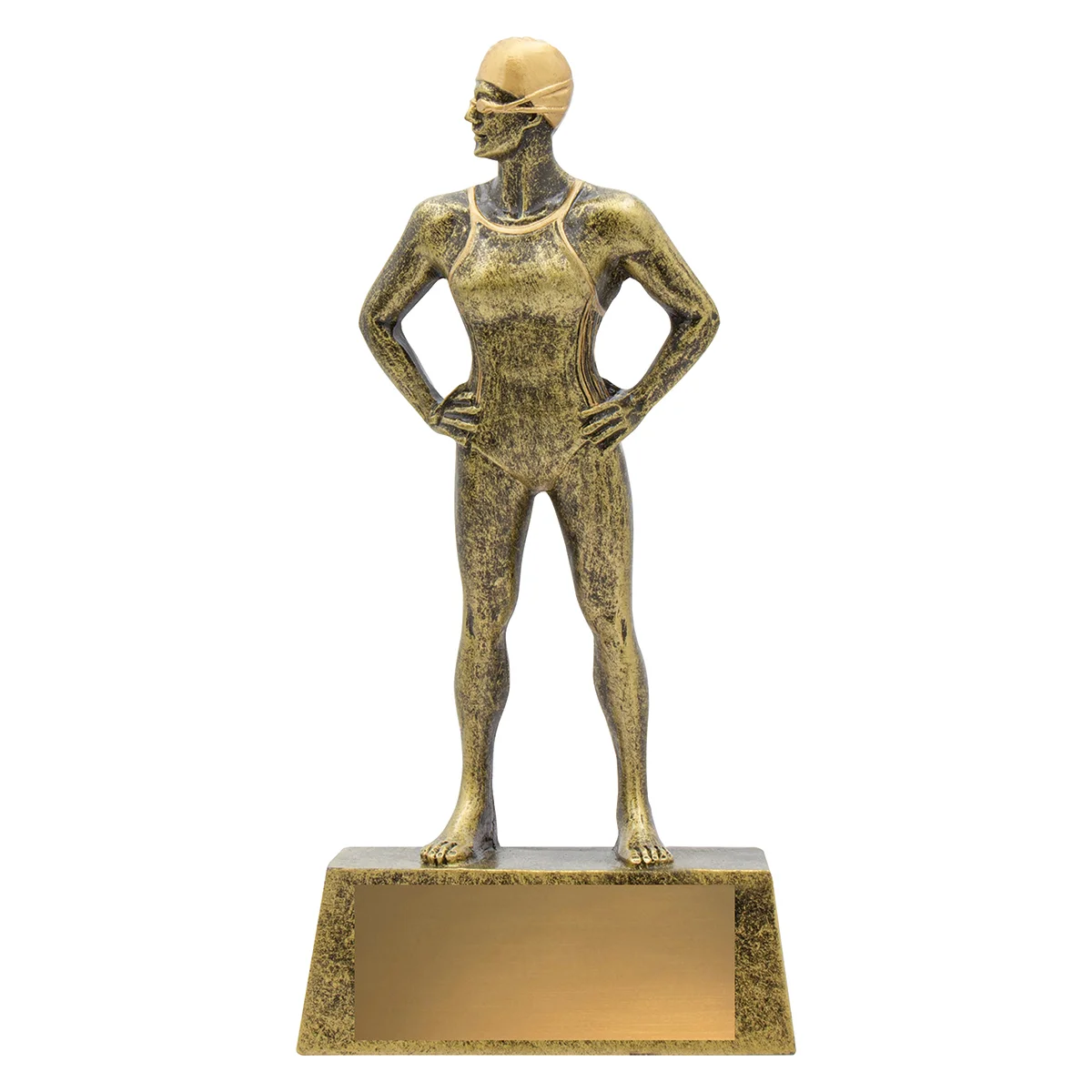 11721a-gold Gold swim female hero with resin construction