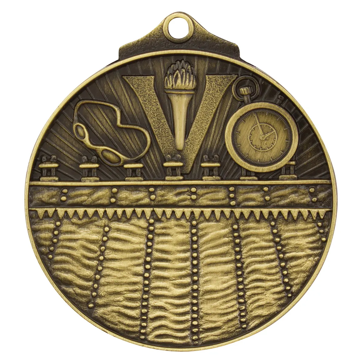 md902g-gold Gold swim medal with metal construction