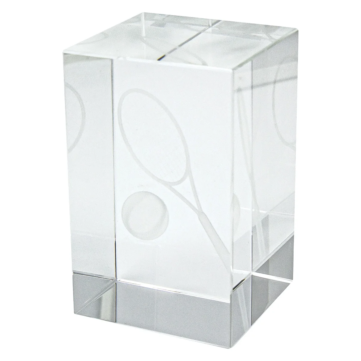 Tennis crystal block award with crystal construction