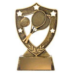 Gold tennis gold shield with resin construction